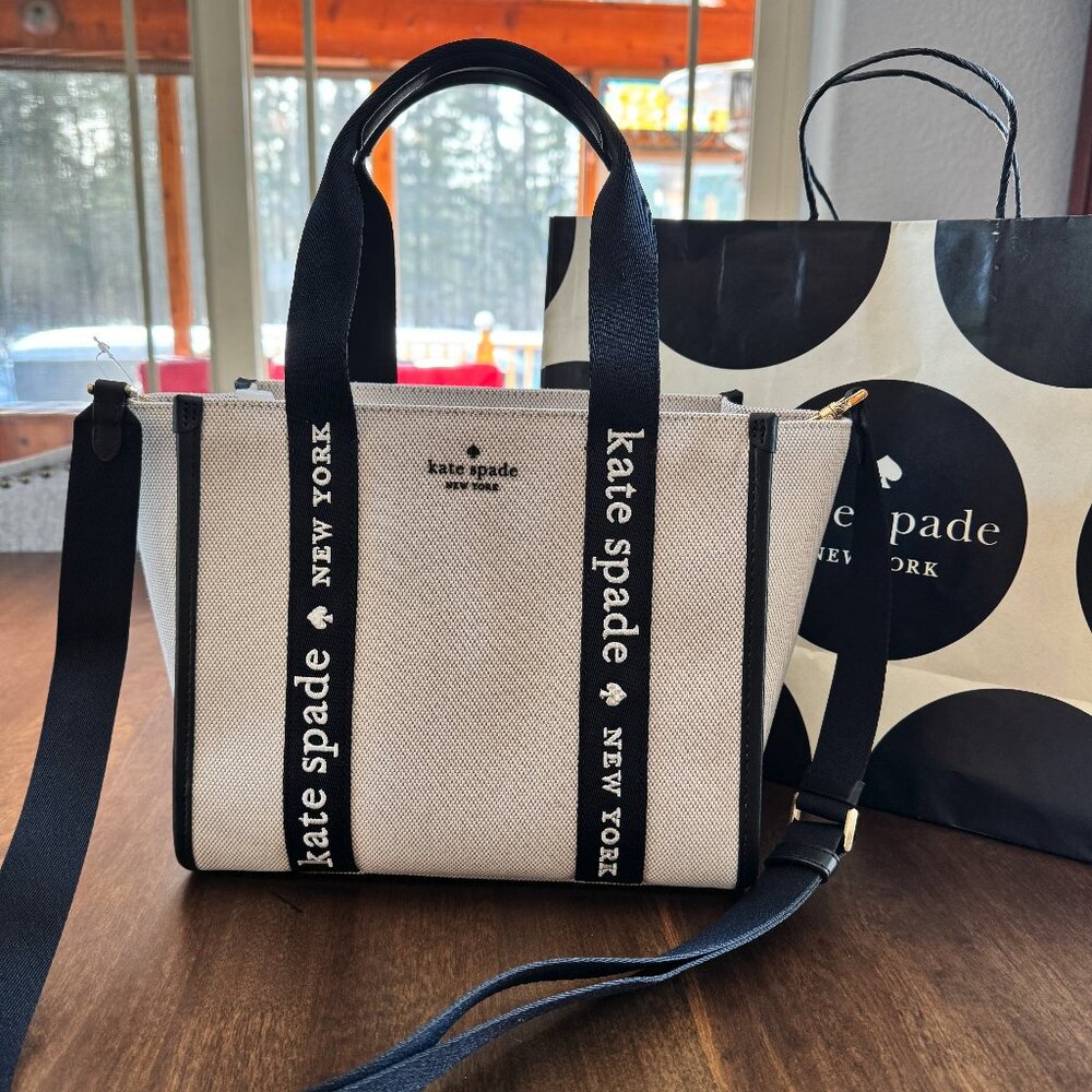 Kate Spade Kip Canvas Small Tote in Natural Multi